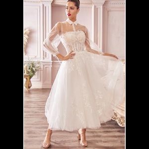 Andrea & Leo Collard Embroidered Lace Tulle Dress